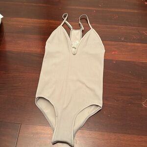 NWOT Grey Ribbed Free People Bodysuit